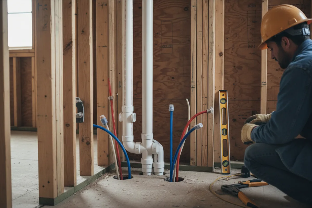 Drain and supply rough-in during Sump Pump Repair in Princess Anne